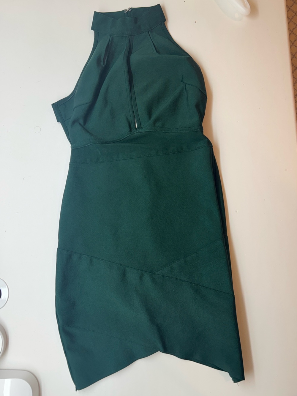 by the way. Dark Green Halter Mini Dress